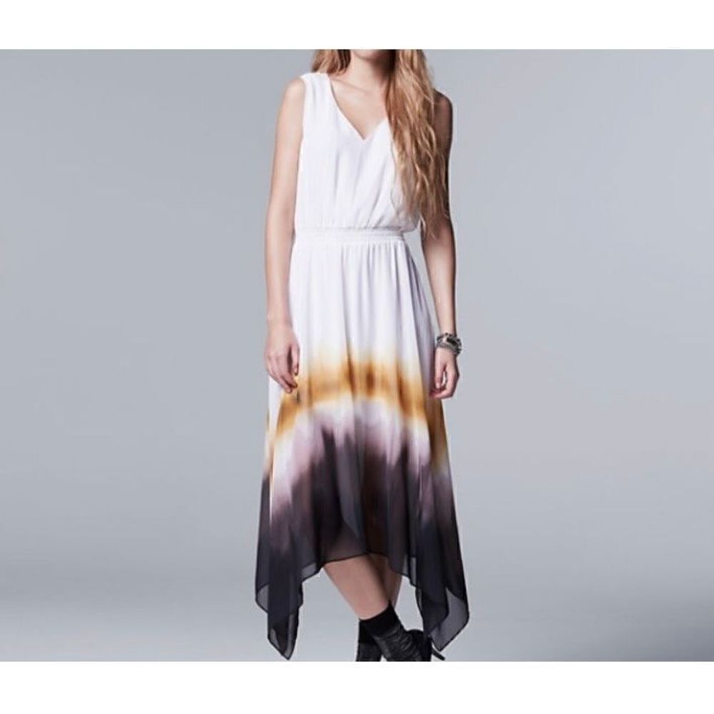 Simply Vera Wang White Ombré Sleeveless Dress Size Petite Large